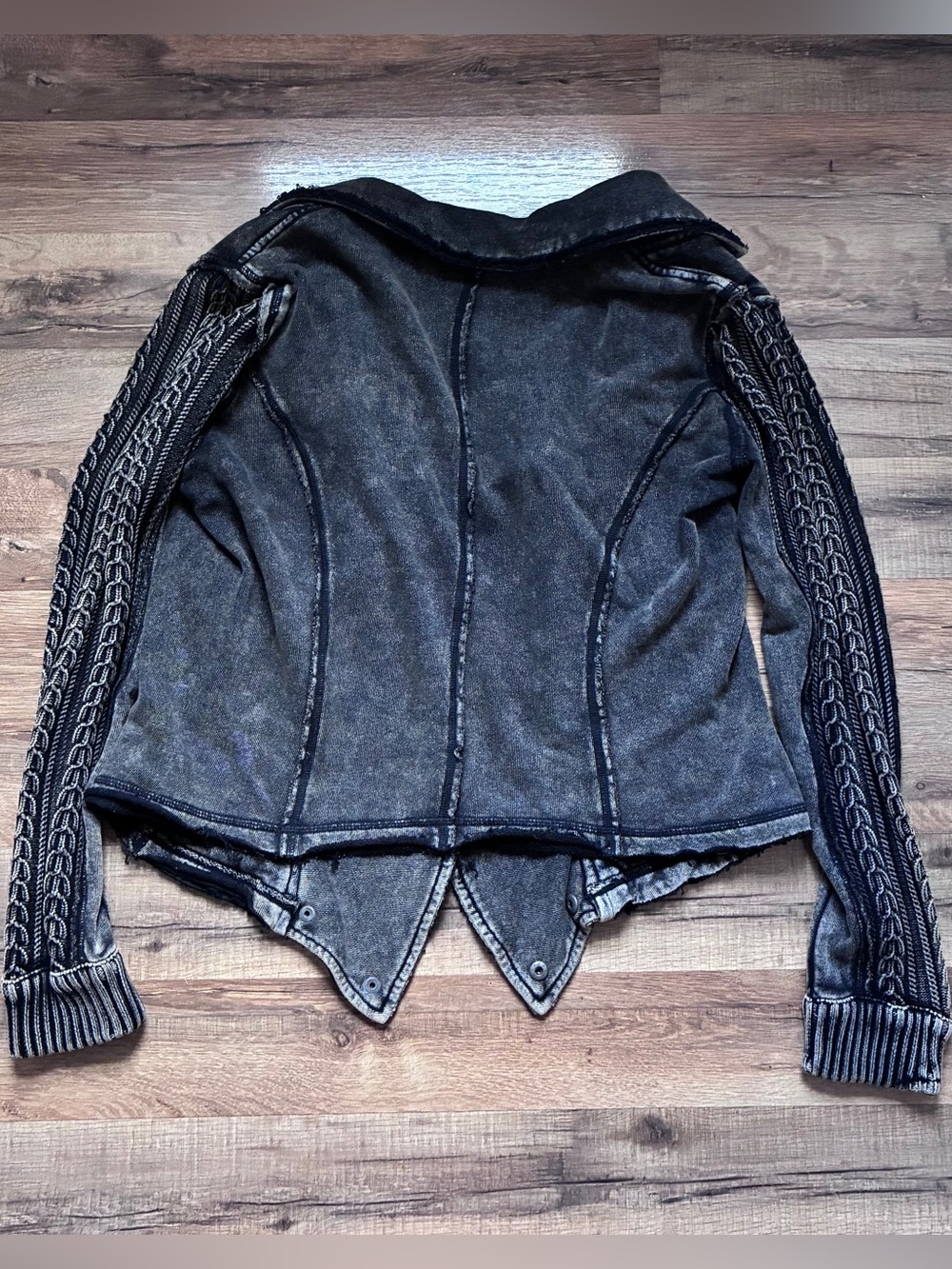 Free People Distressed Moto Cotton Jacket/Sweater - Picture 11 of 15
